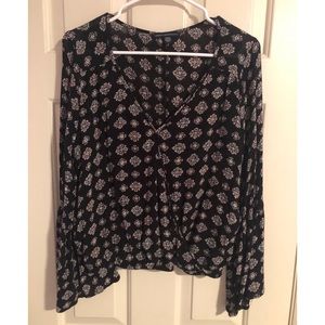 American Eagle Boho Wrap Pattern Blouse